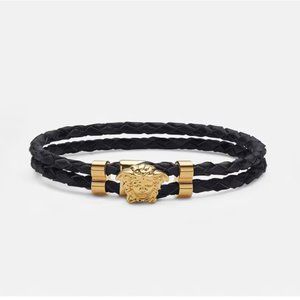 VERSACE Medusa Braided Leather Bracelet